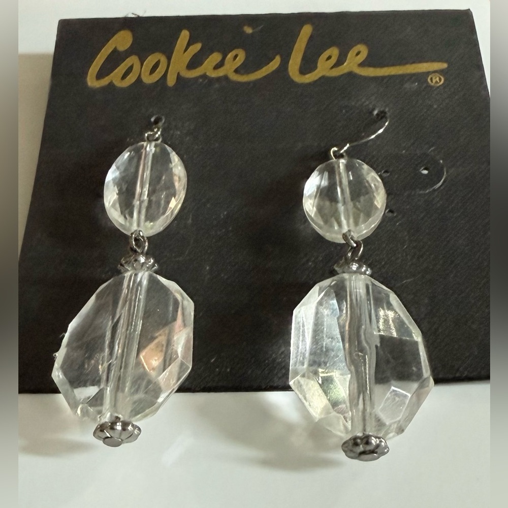 🧊 Healing Hematite Clear Faceted Bead Earrings by Cookie Lee